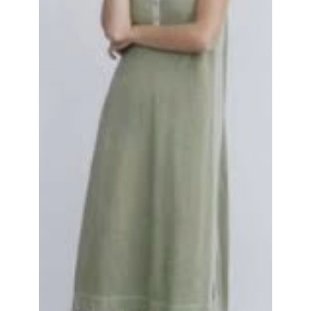 Anthropologie Olive Green Side Stripe Sleeveless Maxi Dress